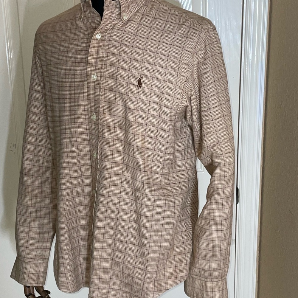 VTG Ralph Lauren Men's Custom Fit Twill Button Down Shirt Plaid Size M​​​​​ - Picture 2 of 10